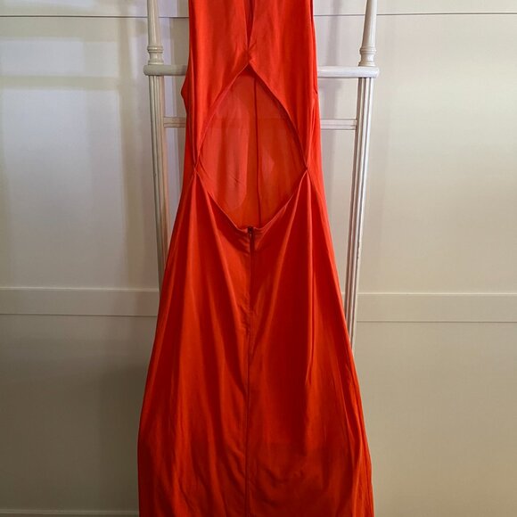 BNWT Massimo Dutti Orange Open Back Maxi  Electric Orange (S) - Picture 7 of 7